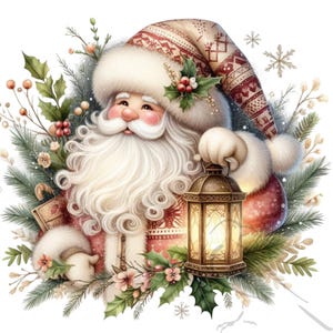 Christmas Clipart, Santa Clause PNG,  Watercolor Christmas, 12 High Resolution,