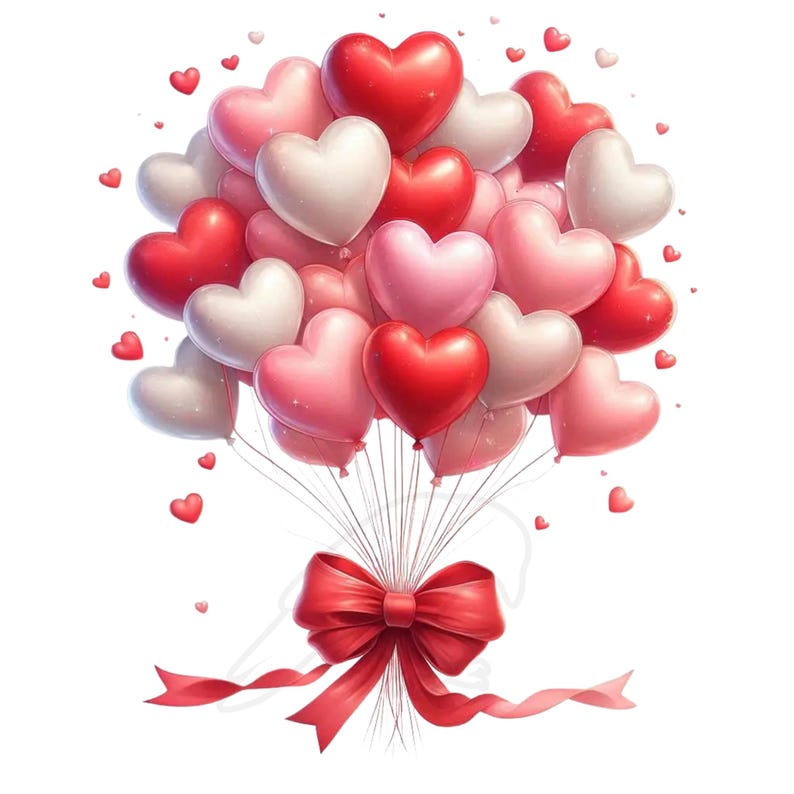 Watercolor Valentine Heart Balloons PNG Clipart (digital Download) Set ...