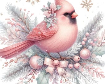 Christmas Cardinal Clipart PNG: Holiday Bird Graphics (Set of 19)