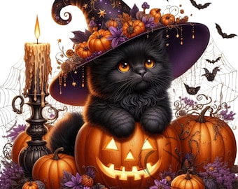 Halloween Black Cat Clipart: 15 PNG Images (Transparent)