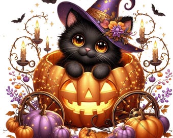 Halloween Black Cat Clipart: 16 PNG Images (Transparent)