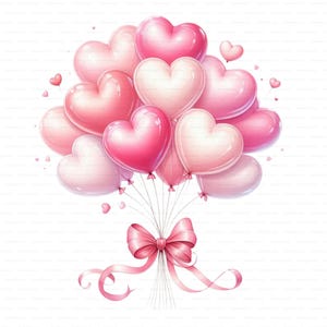 Watercolor Valentine Heart Balloons PNG Clipart (digital Download) Set ...