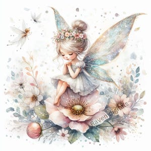 Fairy Garden , Clipart Collection - Whimsical Watercolor Flowers, 32 ...