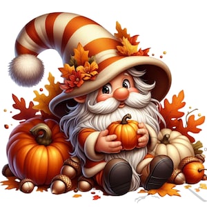 Clipart nain, automne clipart nain, images PNG automne, lot de 26 transparents de haute qualité