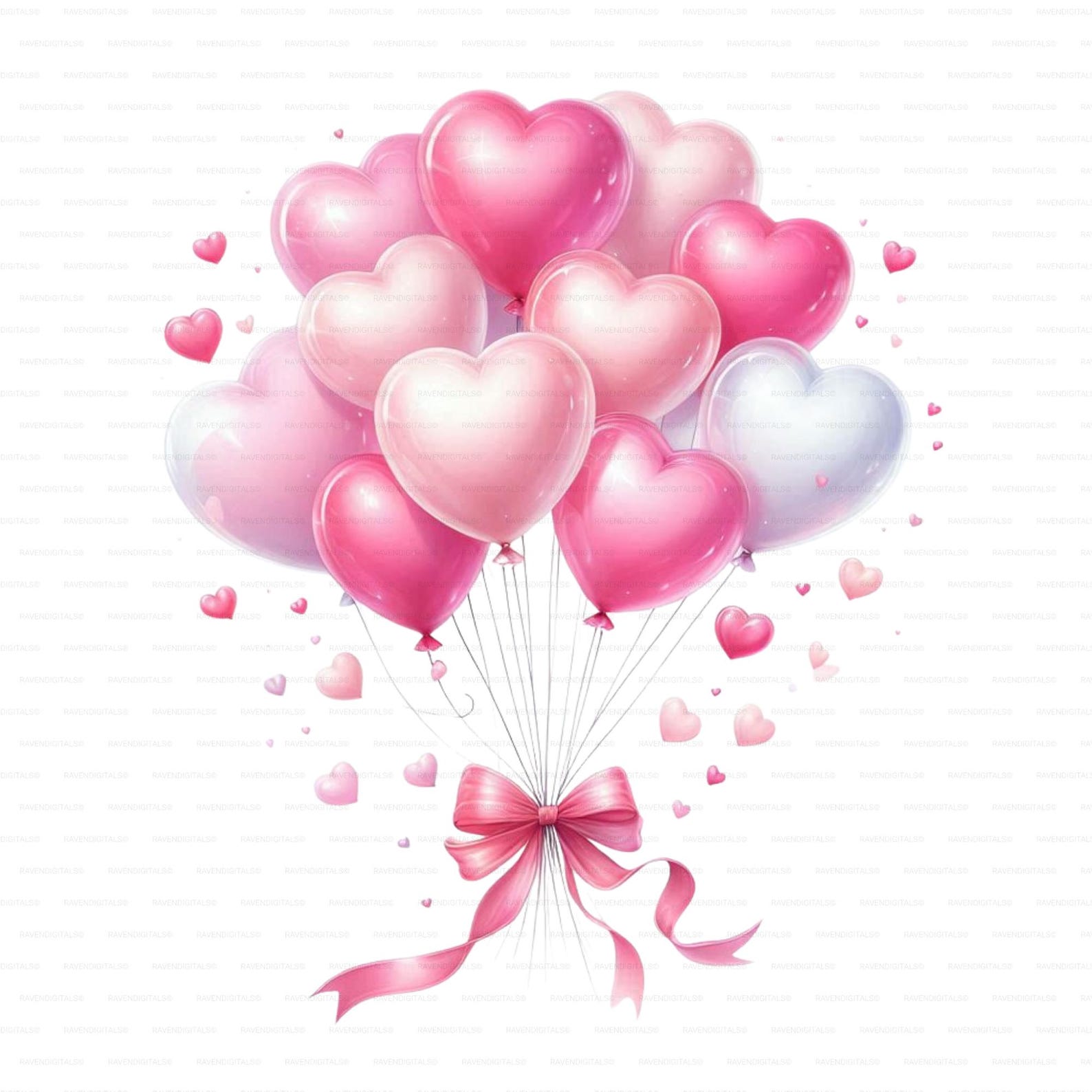 Watercolor Valentine Heart Balloons PNG Clipart (digital Download) Set ...