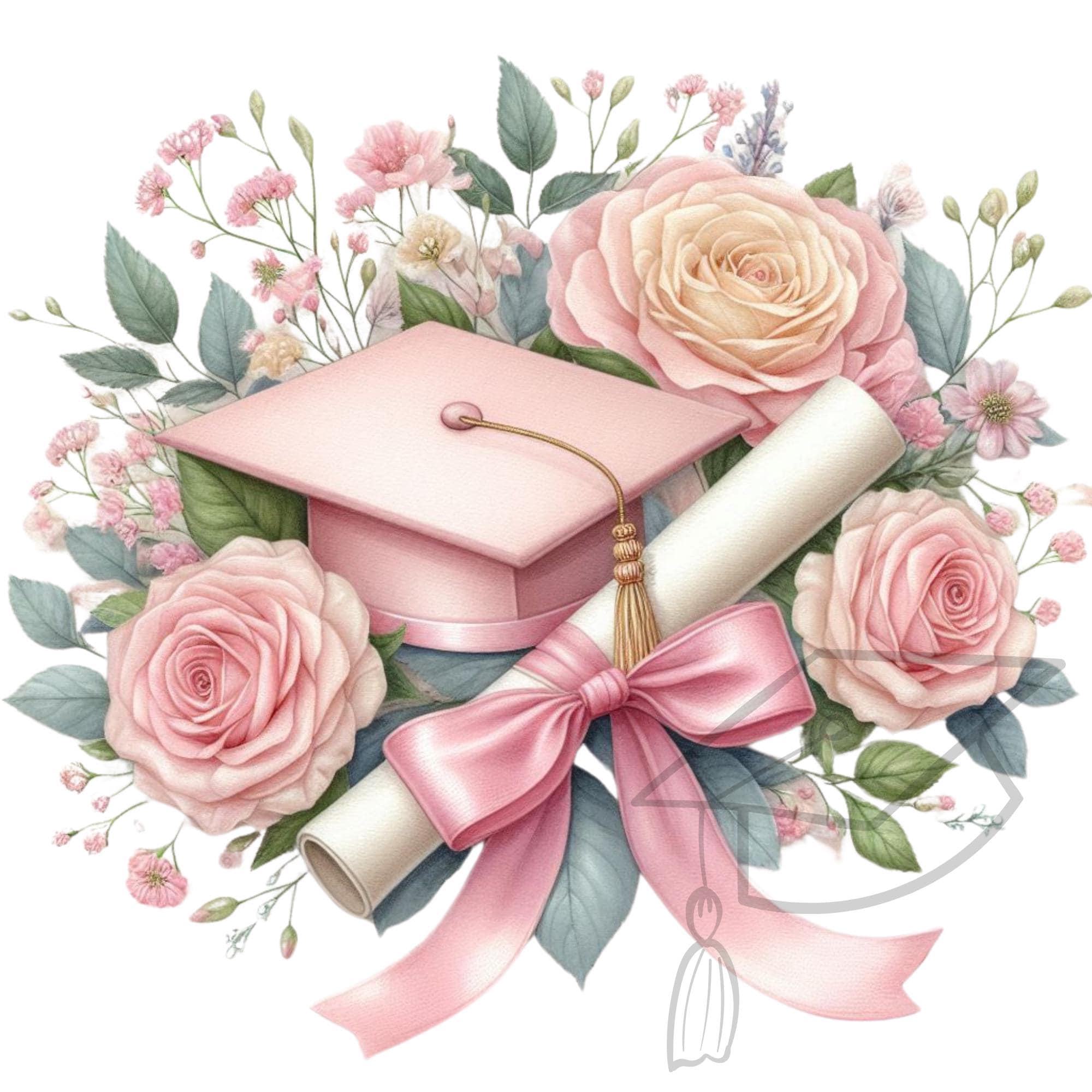 Watercolor Graduation Clipart: Floral Grad PNG Set (12 Transparent) - Etsy
