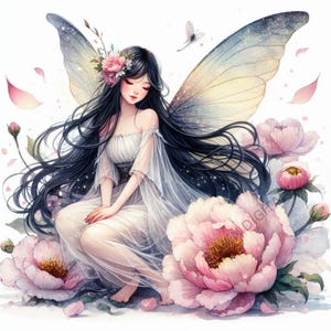 Jardin féerique Clipart - fleurs de lotus, téléchargement immédiat des cliparts aquarelle, 32 fichiers PNG