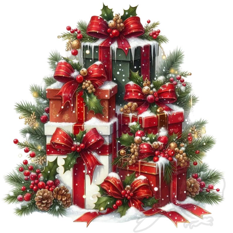 Christmas Clipart PNG: Holiday Gifts Designs (set of 12) Transparent ...
