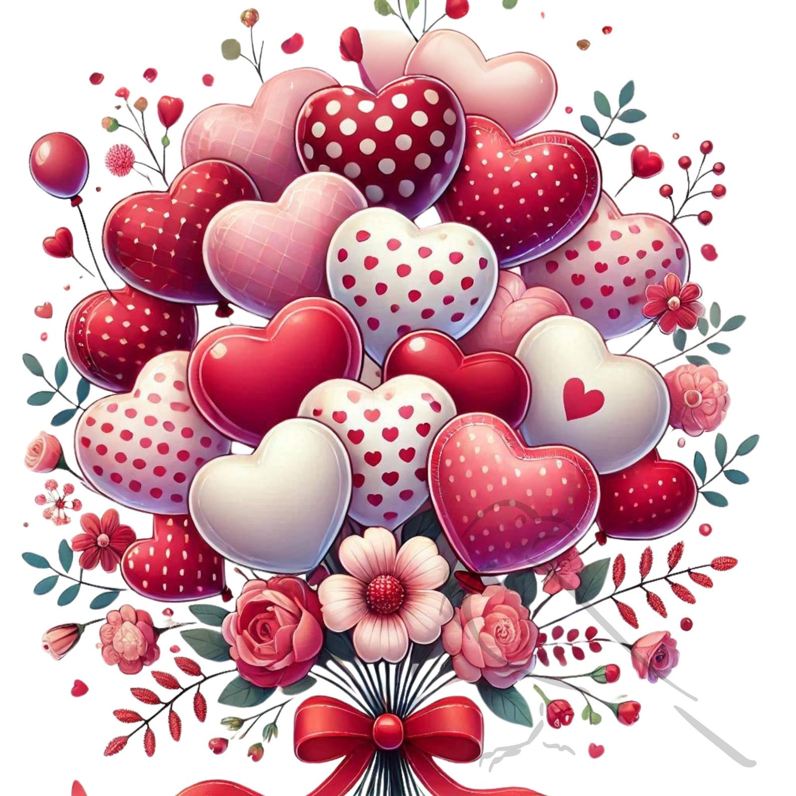 Watercolor Valentine Heart Balloons PNG Clipart (digital Download) - Etsy