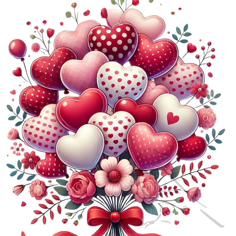 Watercolor Valentine Heart Balloons PNG Clipart (digital Download) - Etsy