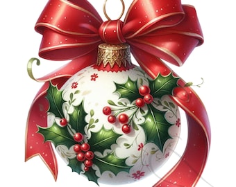 Christmas Ornaments PNG Bundle: Festive Designs for Cards, Mugs (PDF Download)