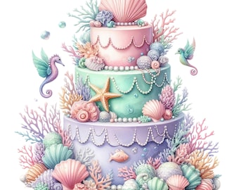 Pastelkleurige zeemeermin clipart: Under the Sea png-afbeeldingen (directe download)