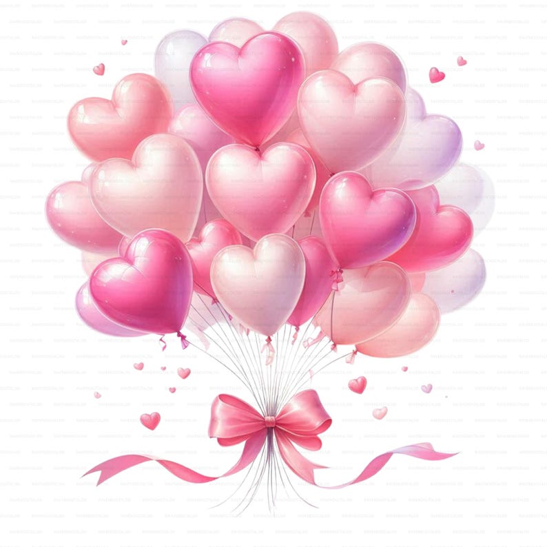 Watercolor Valentine Heart Balloons PNG Clipart (digital Download) Set ...