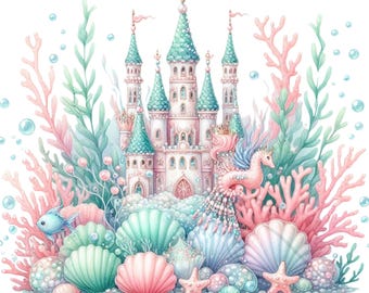 Onder de zee - png - Undersea Kingdom Instant Download - Kids clipart - transparante achtergronden set van 23