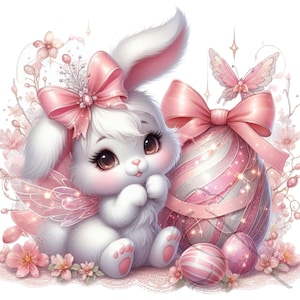Joyeuses pâques, lapin de Pâques, lapin aquarelle lunatique, 23 fichiers PNG fond transparent