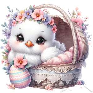 Panier de Pâques PNG, Clipart Pâques : Colombe et panier PNG, lot de 34 images transparentes pour travaux manuels et décorations printaniers