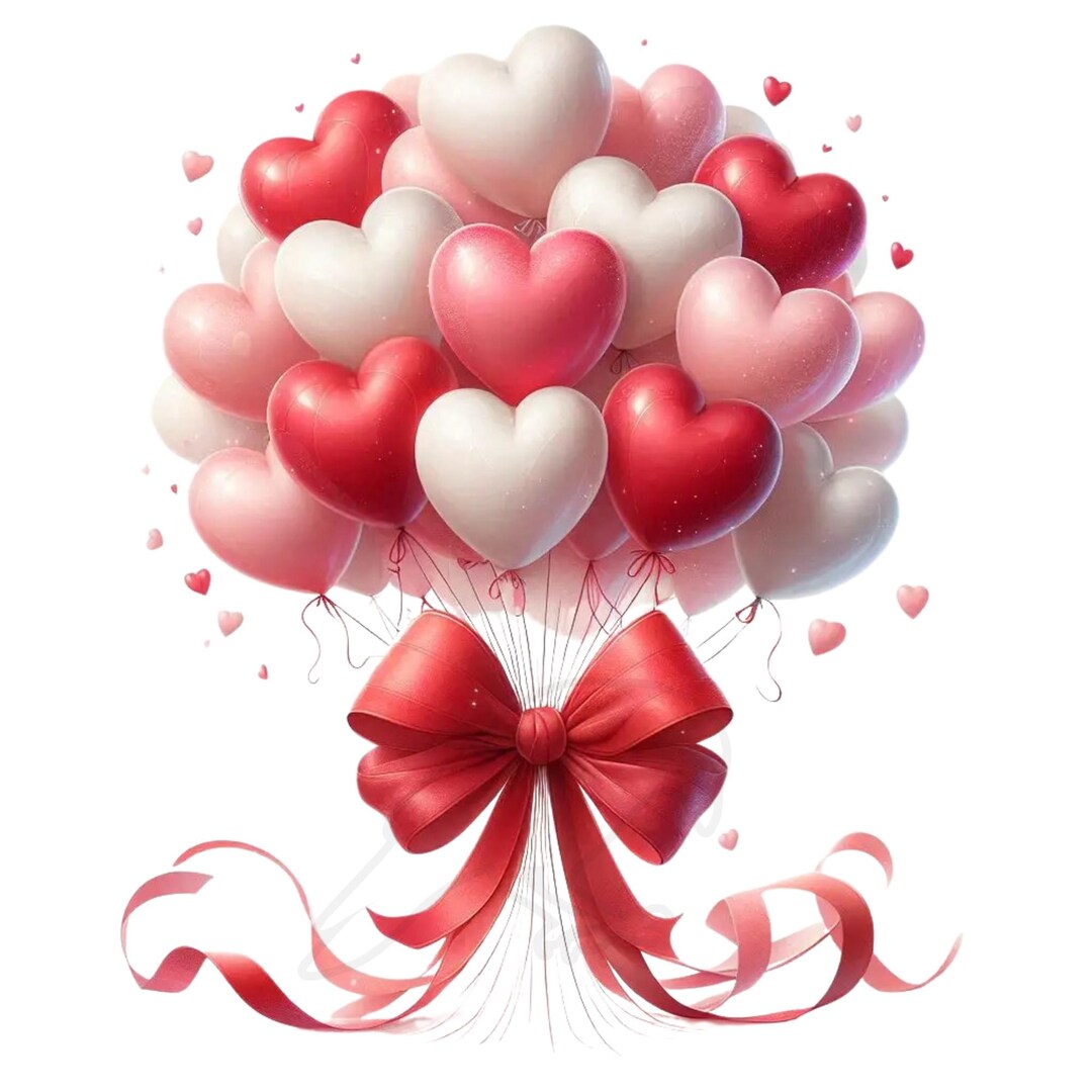 Watercolor Valentine Heart Balloons PNG Clipart (digital Download) Set ...
