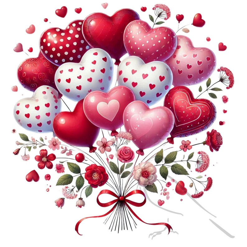 Watercolor Valentine Heart Balloons PNG Clipart (digital Download) - Etsy