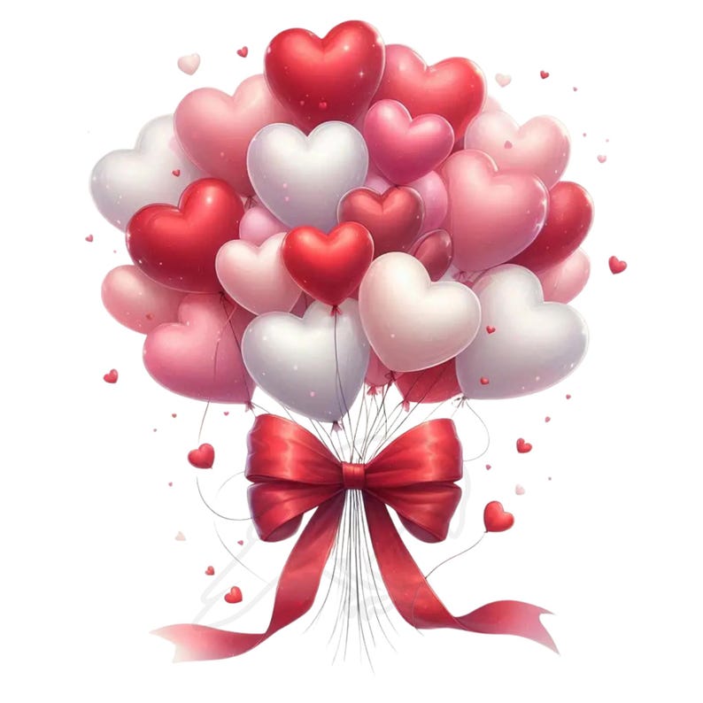 Watercolor Valentine Heart Balloons PNG Clipart (digital Download) Set ...