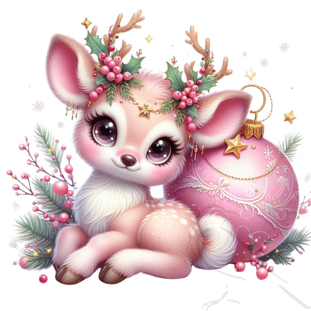 Christmas Reindeer Watercolor Clipart, Holiday PNG (digital Download ...