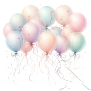 Pastel Balloons PNG: Birthday Party Clipart (digital Download) - Etsy