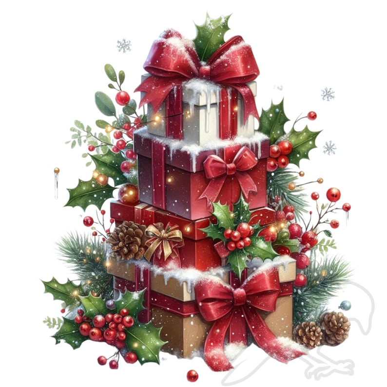 Christmas Clipart PNG: Holiday Gifts Designs (set of 12) Transparent ...