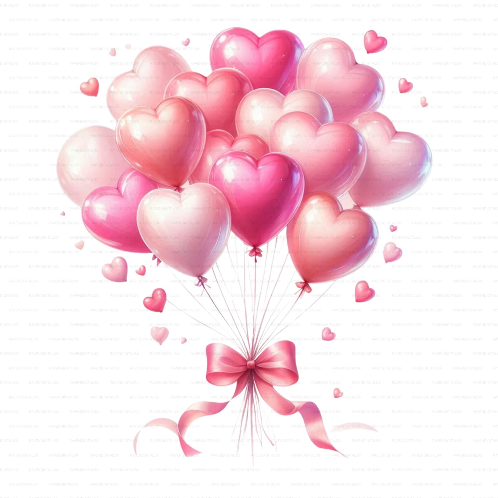 Watercolor Valentine Heart Balloons PNG Clipart (digital Download) Set ...