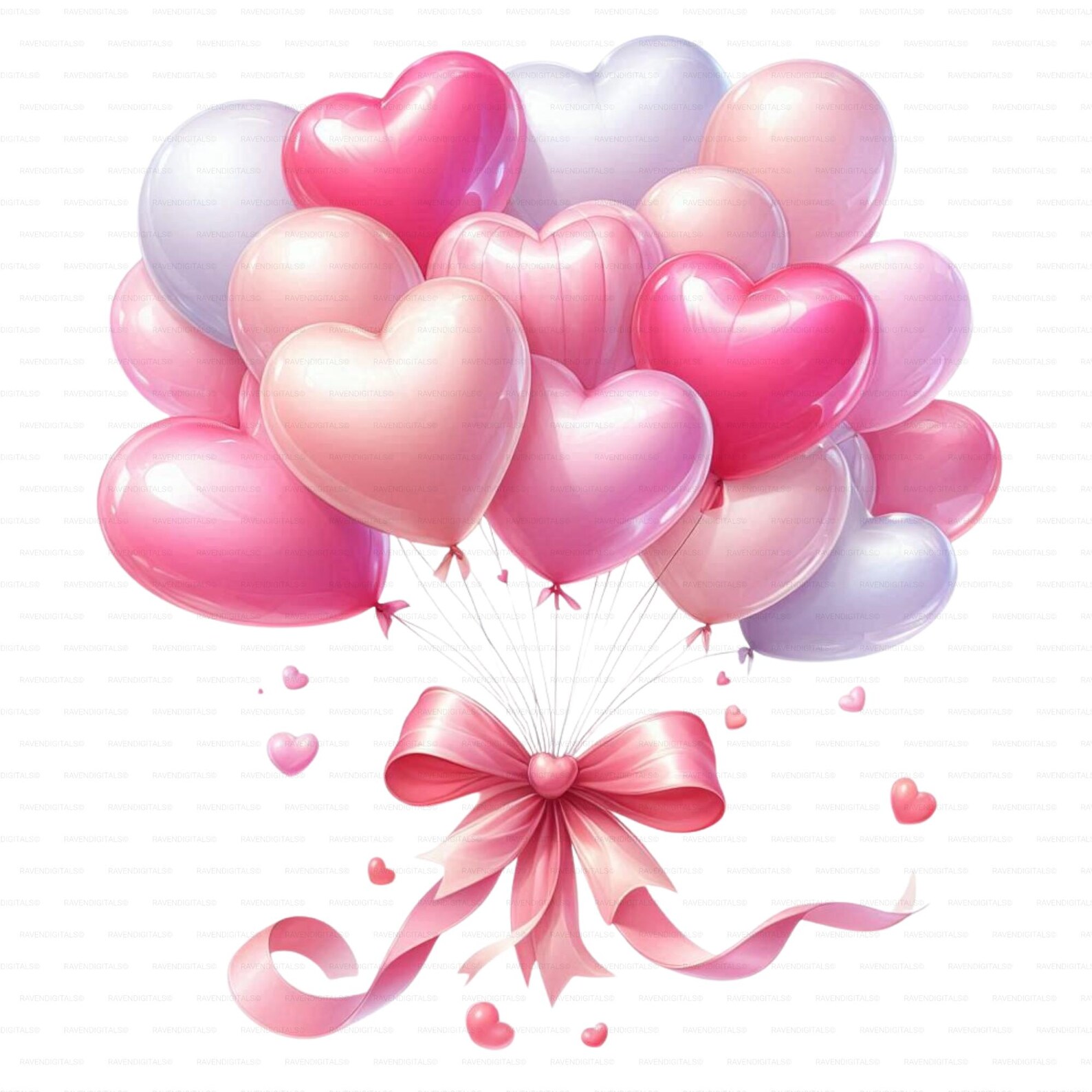 Watercolor Valentine Heart Balloons PNG Clipart (digital Download) Set ...