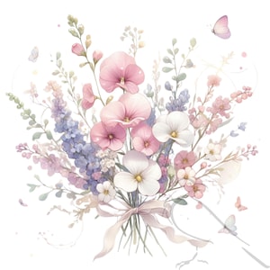 Clipart Floral, ClipArt Floral de Primavera, Clipart de Aquarela - - Flores em Aquarela PNG - Flores da Primavera - Conjunto de 28, Transparente
