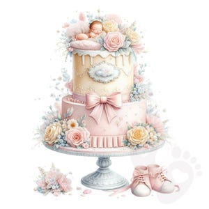 Clipart de baby shower, faire-part de baptême PNG, lot de 13 images transparentes