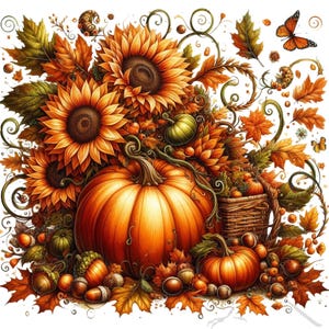 Clipart de otoño, imágenes PNG de otoño, conjunto de 18 calabazas de otoño transparentes de alta calidad