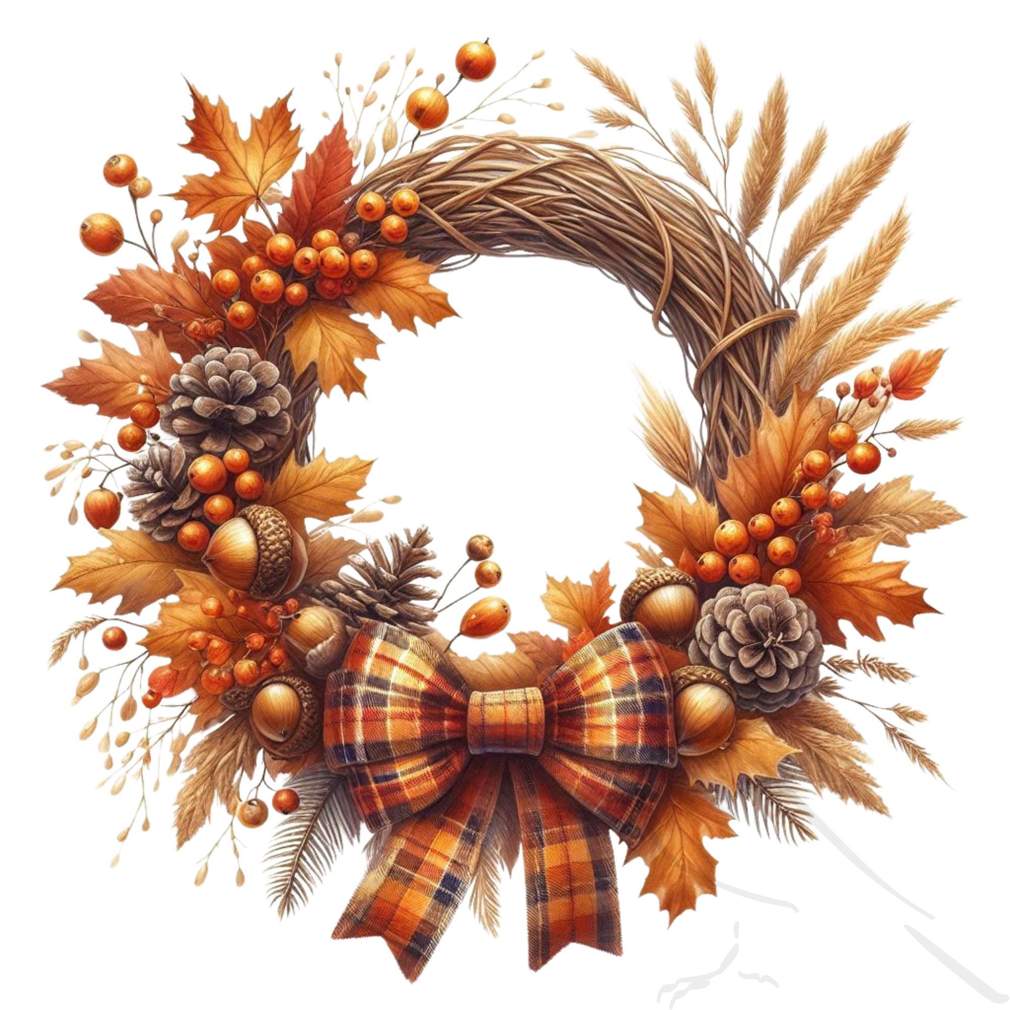 Autumn Clipart Set: Fall Wreath & PNG Graphics for Seasonal Designs - Etsy