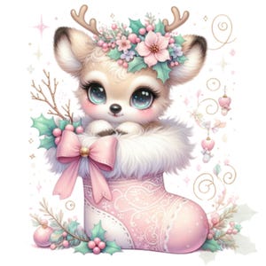 Clipart aquarelle de Noël, renne de Noël PNG, 31 de haute qualité,