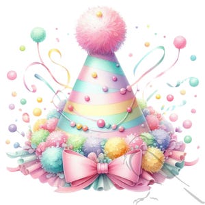 Party Hats PNG Birthday Hats Clipart PNG Birthday Party Digital Art Commercial Use Transparent Set of 23