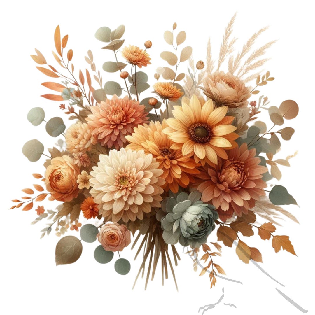 Autumn Floral Clipart, Fall PNG Images, Set of 12 (digital Download) - Etsy