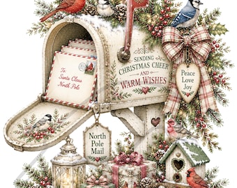 Christmas Clipart PNG, Festive Winter, Watercolor Holiday Art,  Set of 12