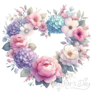 Joyeuse fête des mères, coeur floral, célébration de l'amour et de la gratitude, beau design floral 20 PNG transparents