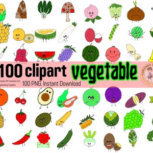 vegetables and fruits 100 Clipart Bundle - Digital Download, DIY Invitation Art, Printable Scrapbooking Supplies