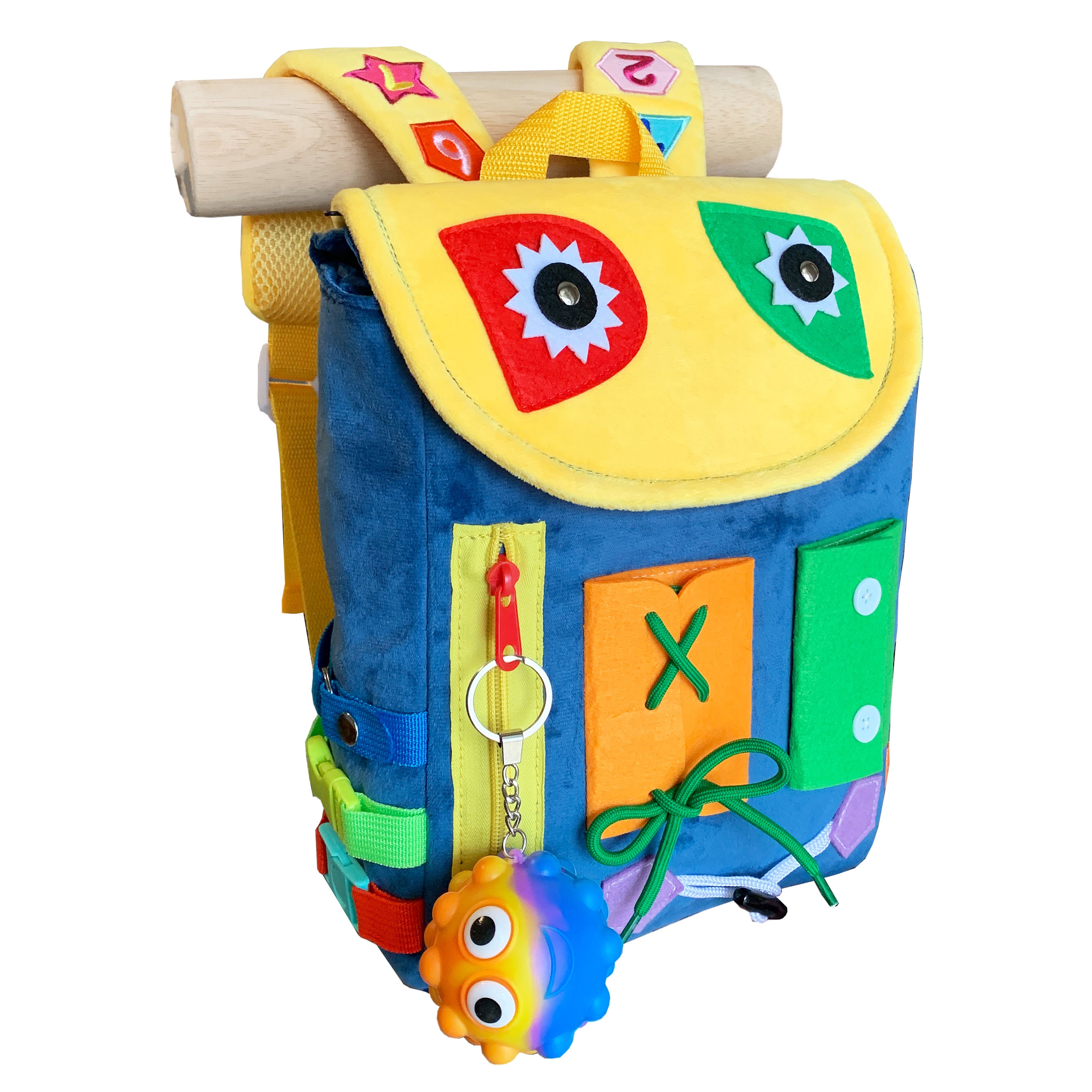 Toddler Dinosaur Backpack Preschool Busy Board With Buckles and