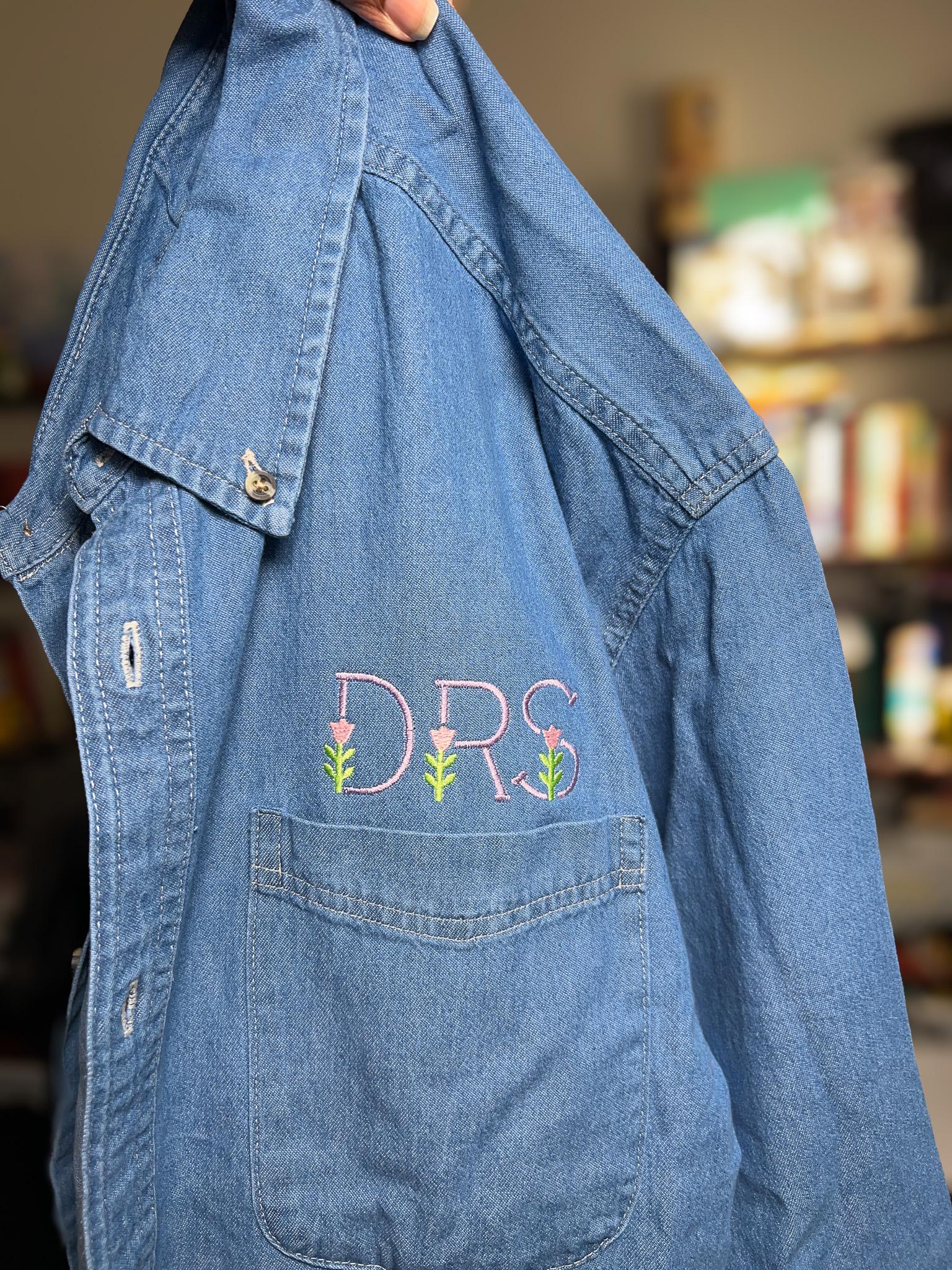 Monogram Denim Shirt - Etsy