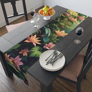 Tropischer Tischläufer, Boho Chic Wohnkultur, Esstisch Dekoration, umweltfreundliche Baumwolle, Sommer Party Geschirr, Geschenkidee