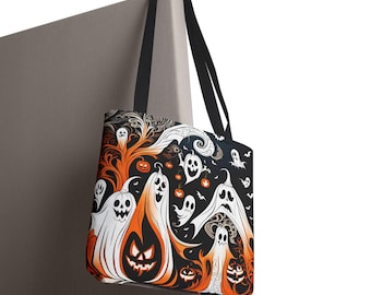 Spooky Ghosts Halloween-draagtas, Trick or Treat-tas, milieuvriendelijke shopper, herfstmode, cadeau voor Halloween-liefhebbers