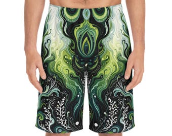 Vom Ozean inspirierte Herren Boardshorts, lebendige Bademode für den Sommer, perfekt zum Schwimmen und Surfen, einzigartiges Geschenk für Väter und Abenteurer