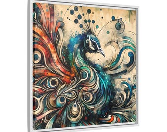 Framed Limited Print, Abstract Peacock Art, Limited Edition, Home Decor, Wall Art, Matte Canvas Print, Gift for Art Lovers