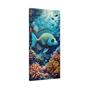 Underwater Fish Art Canvas, Vibrant Coral Reef Decor for Marine Life Lovers, Ocean Themed Gift, Home Wall Art, Tropical Fish Artwork