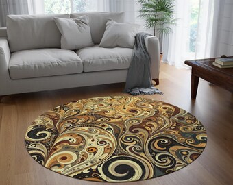 Alfombra redonda bohemia, alfombra con diseño de espiral, decoración del hogar, acento para la sala de estar, decoración acogedora para el dormitorio, alfombra artística