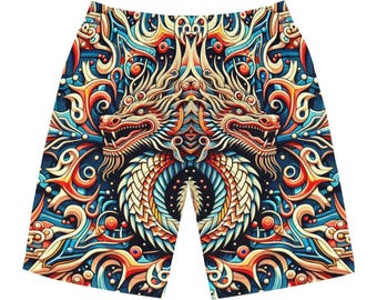 Pantaloncini da surf da uomo vivaci - Design drago, abbigliamento da spiaggia, costumi da bagno estivi, abbigliamento per le vacanze, attrezzatura da surf, stile festa in piscina