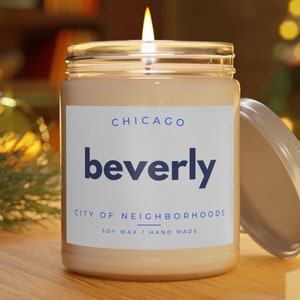 Chicago Candle Chicago Beverly Neighborhood Moving to Chicago Hostess Gift Housewarming Candle Urban Decor Chicago Gifts