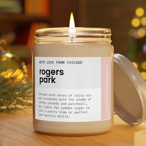 Rogers Park Candle Chicago Neighborhood Candle Funny Candle Chicago Gifts Rogers Park Chicago Housewarming Gift Home Decor Moving to Chicago