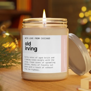 Old Irving Candle Chicago Neighborhood Candle Funny Chicago Gifts Old Irving Chicago Housewarming Gift Home Decor Moving to Chicago